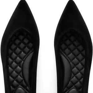 Birdies Black Pointed-Toe Quilted Insole Flats